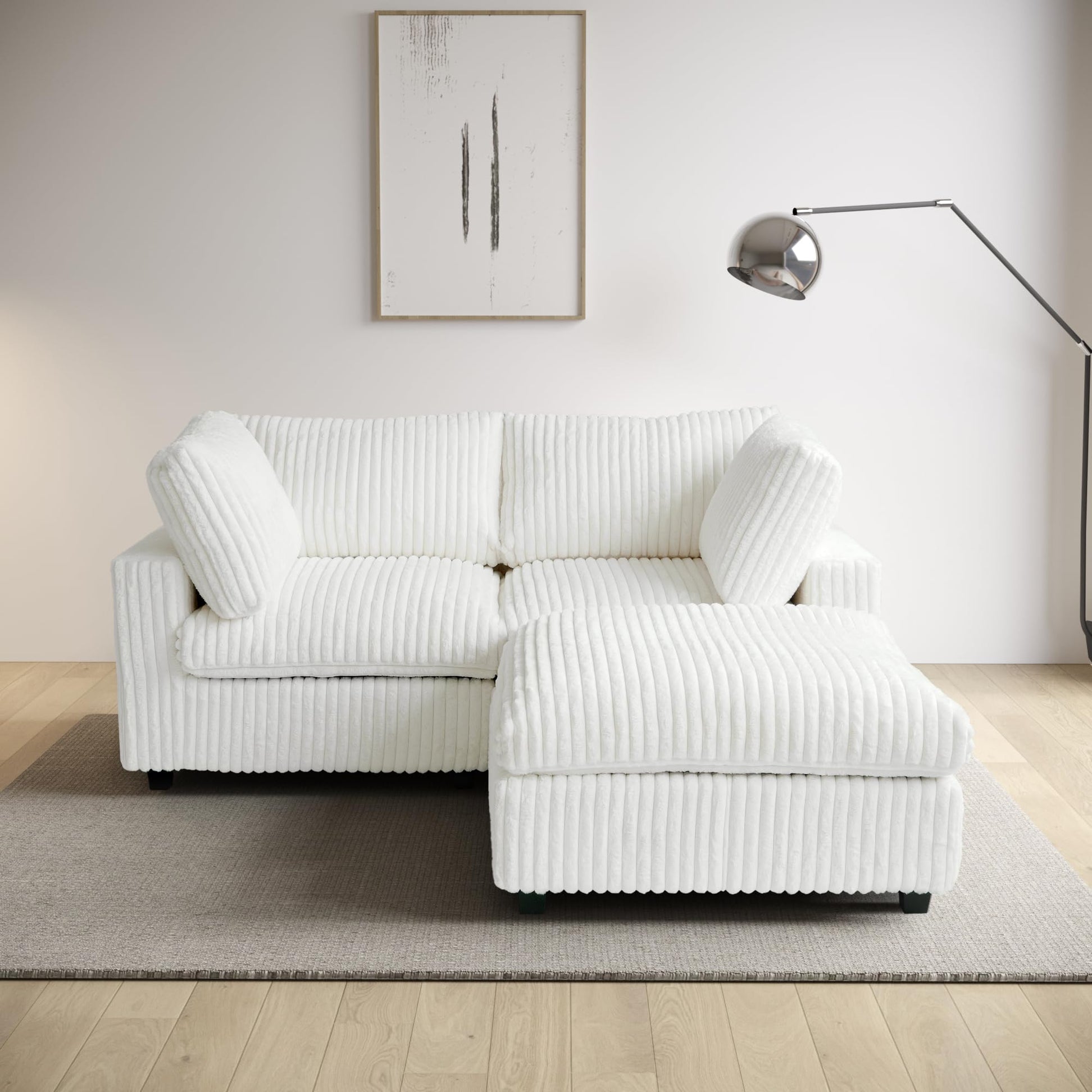 Cloud Couch Modular Sectional Sofa,157" Oversized U Shaped Couch with Ottoman,6 Seater Convertible Sofa,Comfy Plush Couches for Living Room,Covers Washable&amp;Replaceable (White)