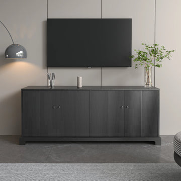 Praxis Wood TV Stand | 67" Black Rectangular With Base