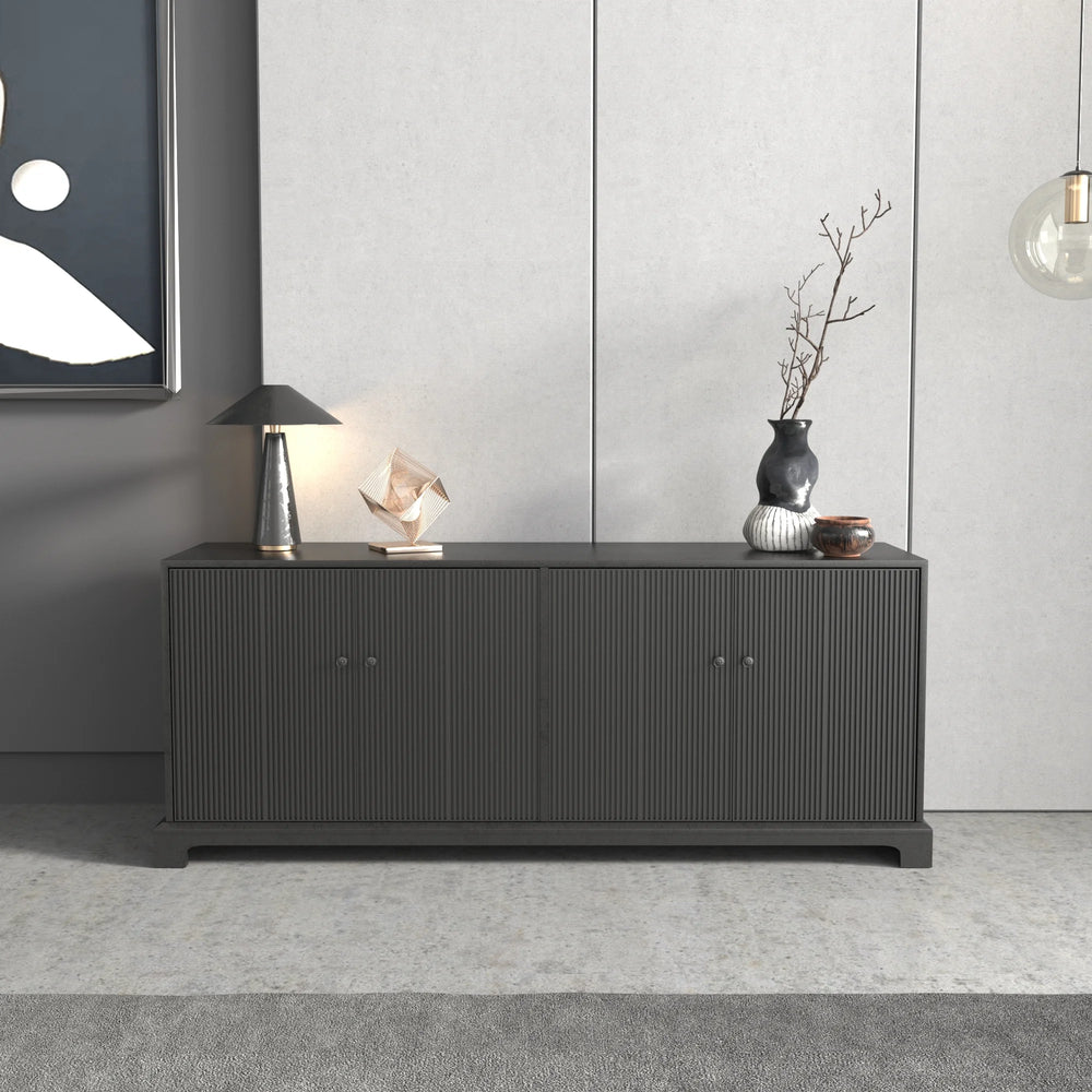 Mueble para TV Praxis de madera | Rectangular, negro, de 67" con base