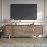 Praxis Wood TV Stand | 67" Brown Rectangular With High Legs