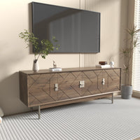 Praxis Wood TV Stand | 67" Brown Rectangular With High Legs