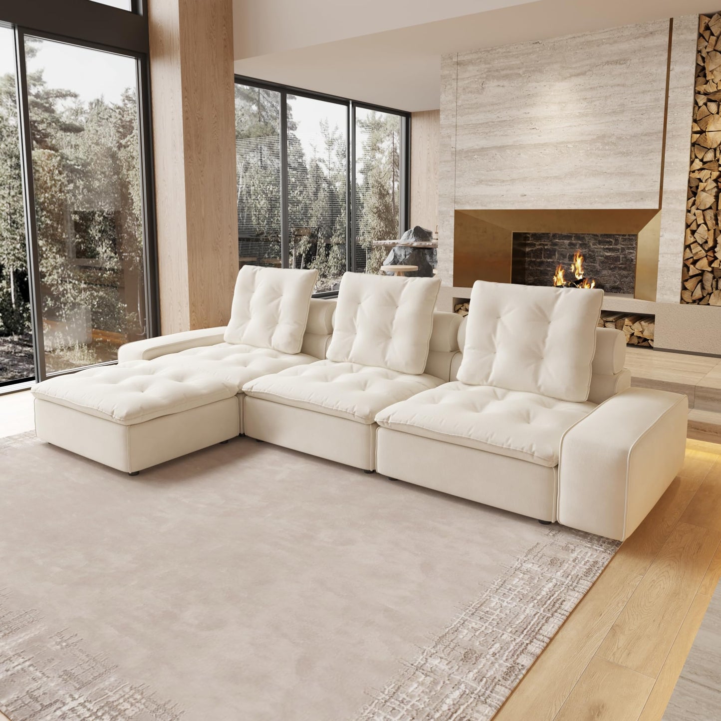 Cloud Modular Sectional Sofa, Luxury Velvet Couch Sofas for Living Room,74inch Corner Seater