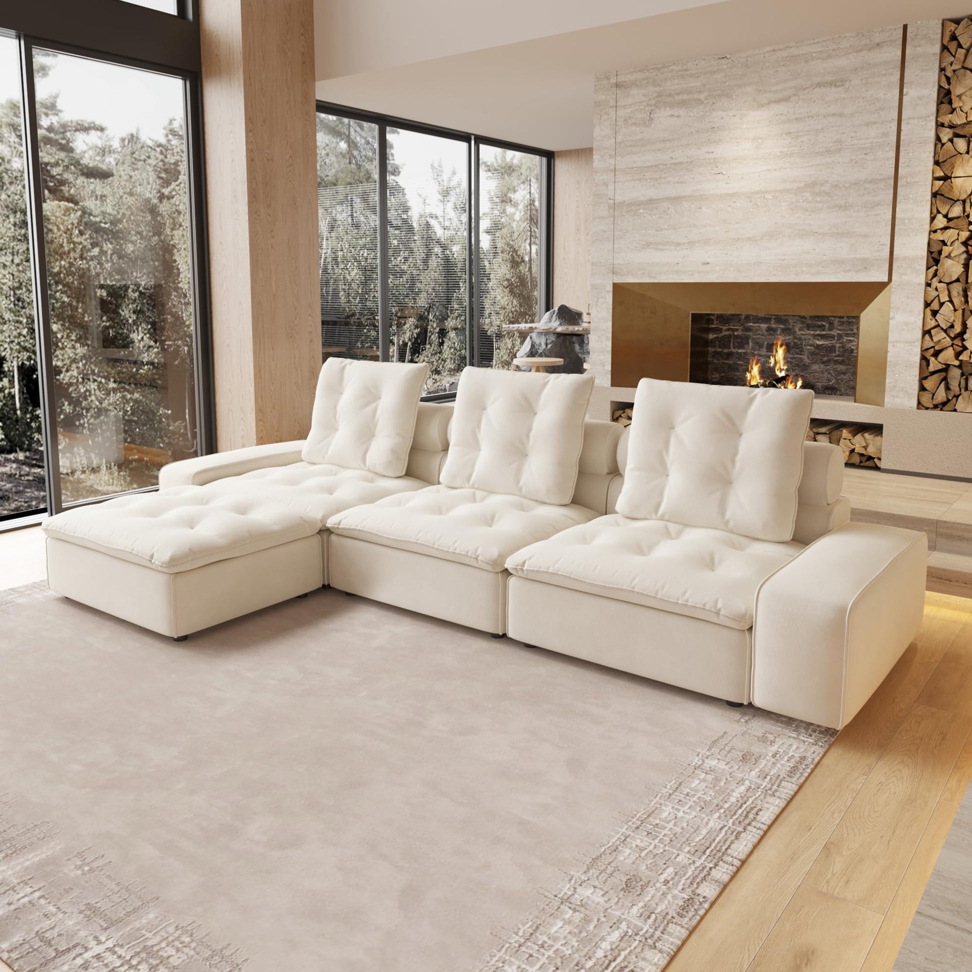 Cloud Modular Sectional Sofa, Luxury Velvet Couch Sofas for Living Room,74inch Corner Seater