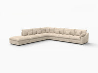 Deluxe Cloud 6-Seater Khaki Large Space Pit Sectional | 7-Piece (Includes 1 Ottoman), Chenille And Linen Fabric, Easy To Clean