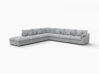Deluxe Cloud 6-Seater Light Grey Large Space Pit Sectional | 7-Piece (Includes 1 Ottoman), Chenille And Linen Fabric, Easy To Clean