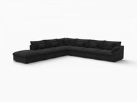 Deluxe Cloud 6-Seater Black Pit Sectional | 7-Piece (Includes 1 Ottoman), Chenille And Linen Fabric, Washable Cushion Covers