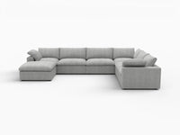 Deluxe Premium Cloud Sectional Sofa Covers | Light Grey Cotton and Linen Sofa Cover for 6-Seater with 1-Ottoman