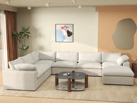 Deluxe Premium Cloud Sectional Sofa Covers | White Cotton and Linen Sofa Cover for 6-Seater with 1-Ottoman
