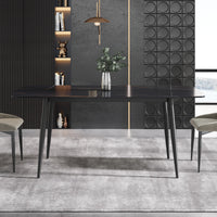 Marbella Sintered Stone Dining Table | 71" Matte Black Rectangular With Curved Edge