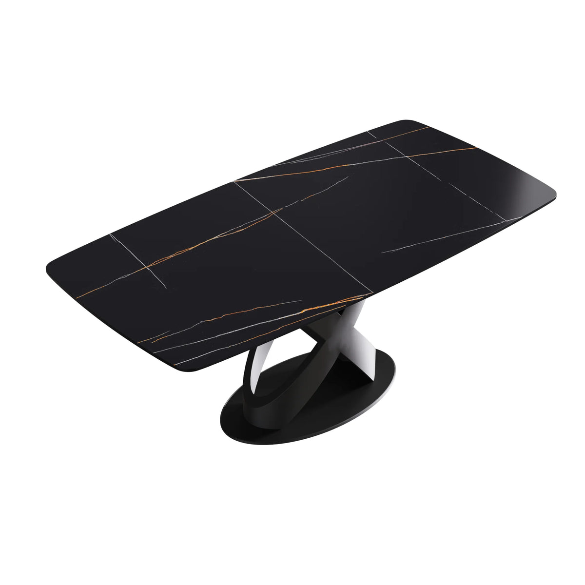 Marbella Sintered Stone Dining Table | 71" Matte Black Rectangular With Curved Edge