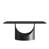 Marbella Sintered Stone Dining Table | 71" Matte Black Rectangular With Curved Edge