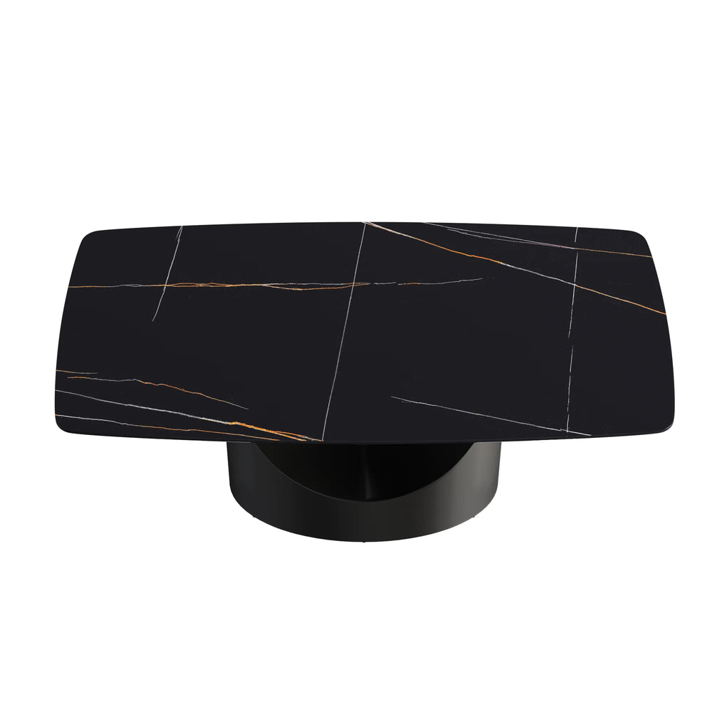 Marbella Sintered Stone Dining Table | 71" Matte Black Rectangular With Curved Edge