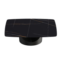 Marbella Sintered Stone Dining Table | 71" Matte Black Rectangular With Curved Edge