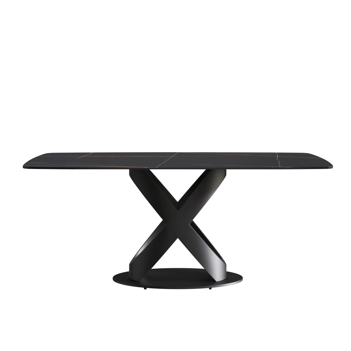 Marbella Sintered Stone Dining Table | 71" Matte Black Rectangular With Curved Edge