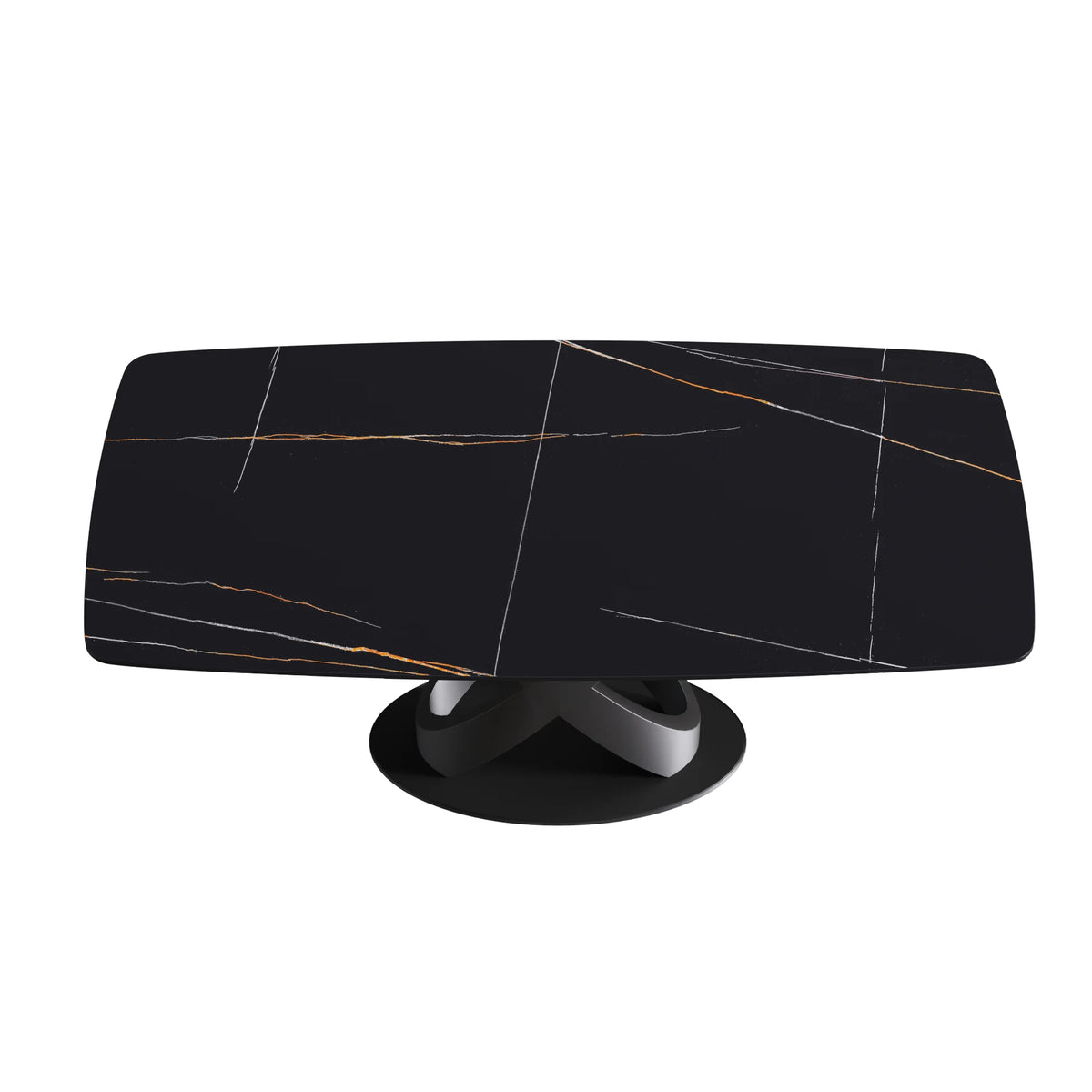 Marbella Sintered Stone Dining Table | 71" Matte Black Rectangular With Curved Edge