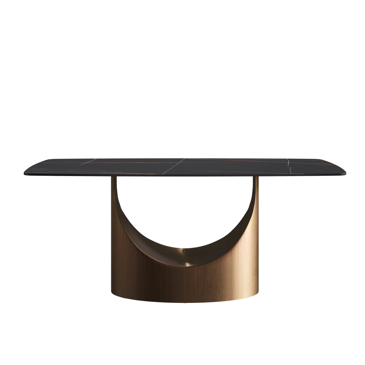 Marbella Sintered Stone Dining Table | 71" Matte Black Rectangular With Curved Edge