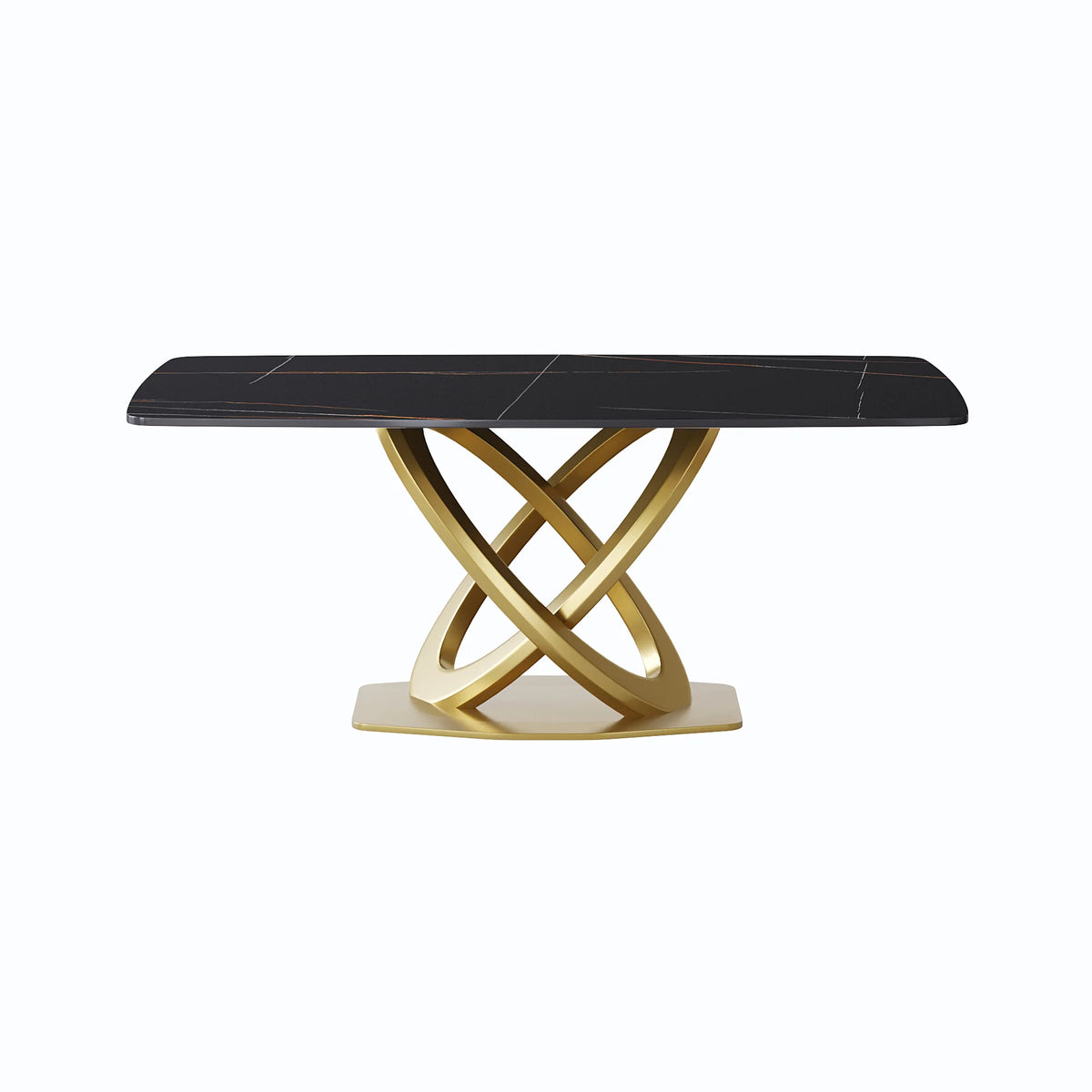 Marbella Sintered Stone Dining Table | 71" Matte Black Rectangular With Curved Edge