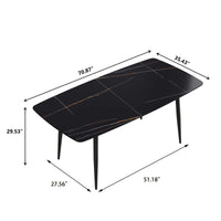 Marbella Sintered Stone Dining Table | 71" Matte Black Rectangular With Curved Edge