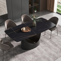 Marbella Sintered Stone Dining Table | 71" Matte Black Rectangular With Curved Edge