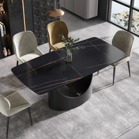 Marbella Sintered Stone Dining Table | 71" Matte Black Rectangular With Curved Edge