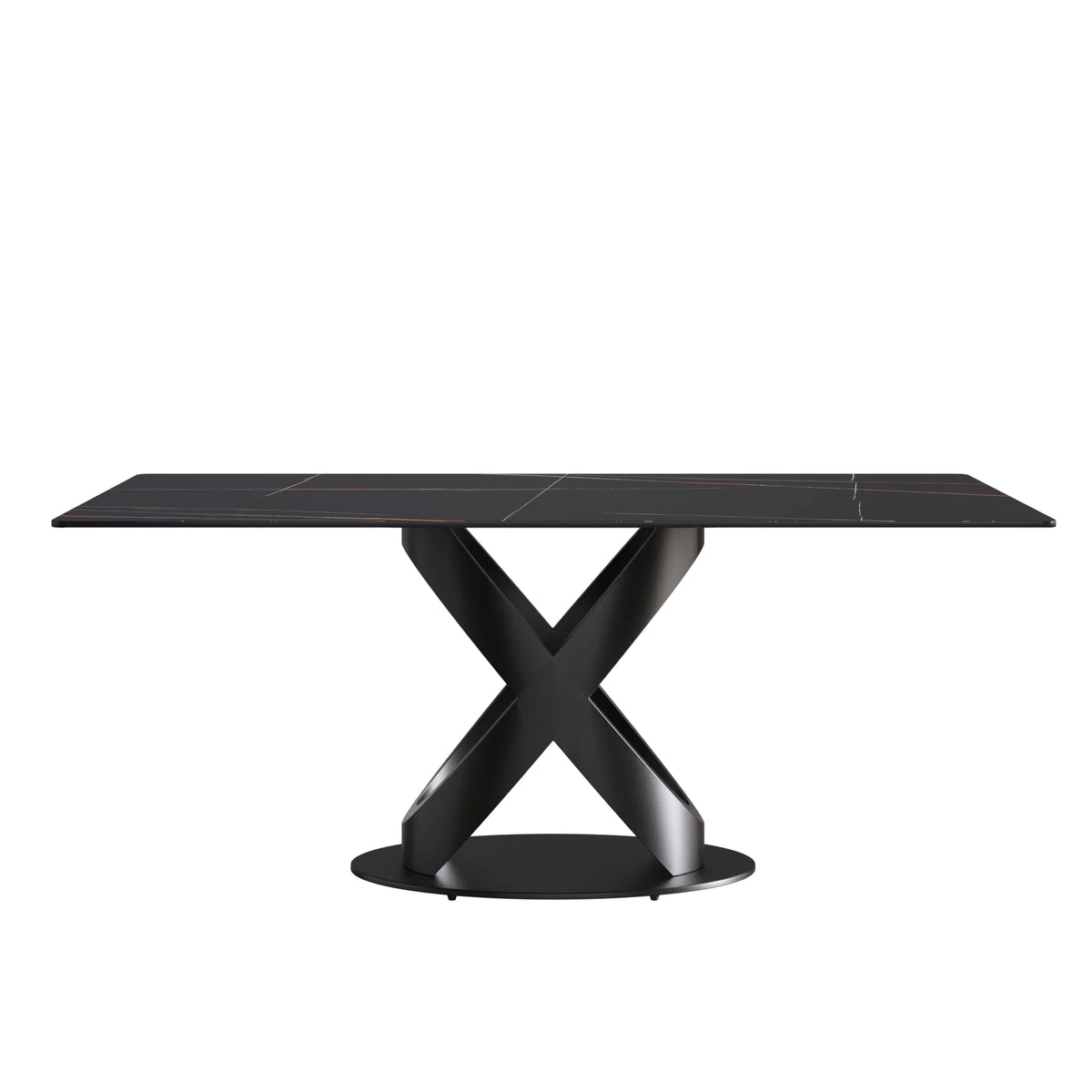 Marbella Sintered Stone Dining Table | 71" Matte Black Rectangular With Straight Edge