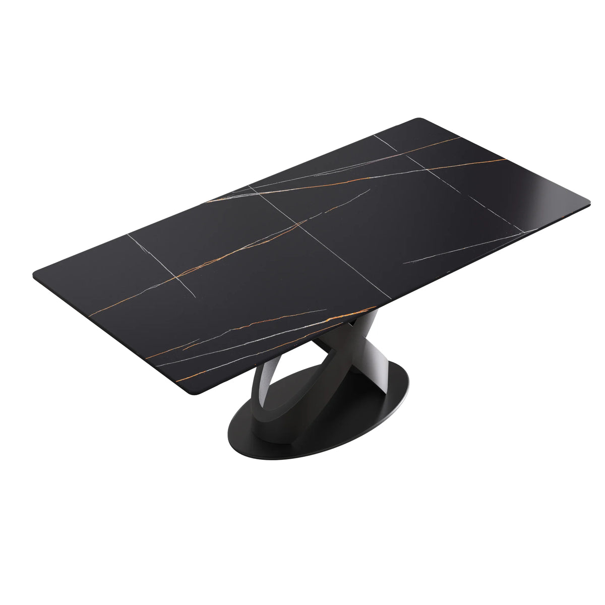 Marbella Sintered Stone Dining Table | 71" Matte Black Rectangular With Straight Edge