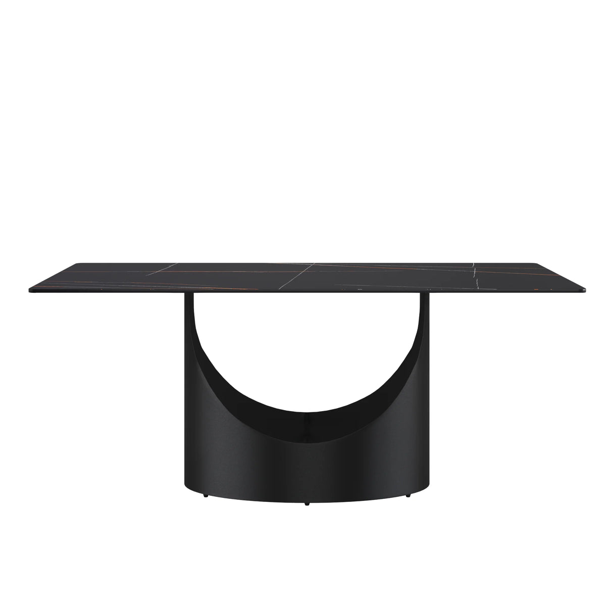 Marbella Sintered Stone Dining Table | 71" Matte Black Rectangular With Straight Edge