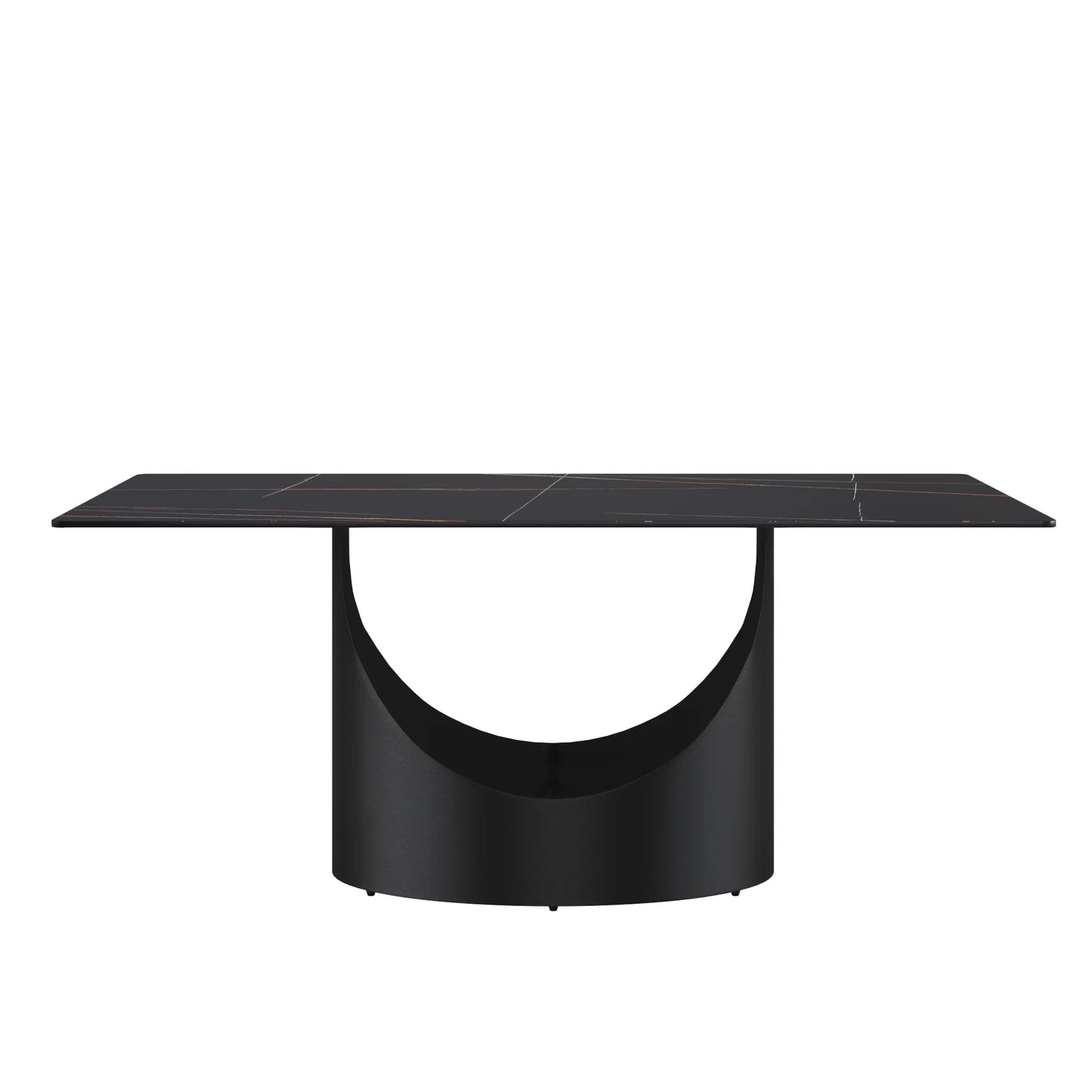 Marbella Sintered Stone Dining Table | 71" Matte Black Rectangular With Straight Edge