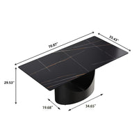 Marbella Sintered Stone Dining Table | 71" Matte Black Rectangular With Straight Edge