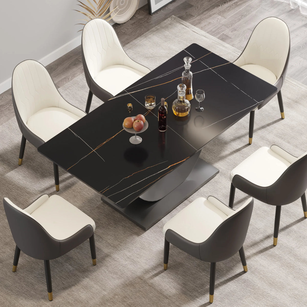 Marbella Sintered Stone Dining Table | 71" Matte Black Rectangular With Straight Edge