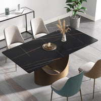 Marbella Sintered Stone Dining Table | 71" Matte Black Rectangular With Straight Edge