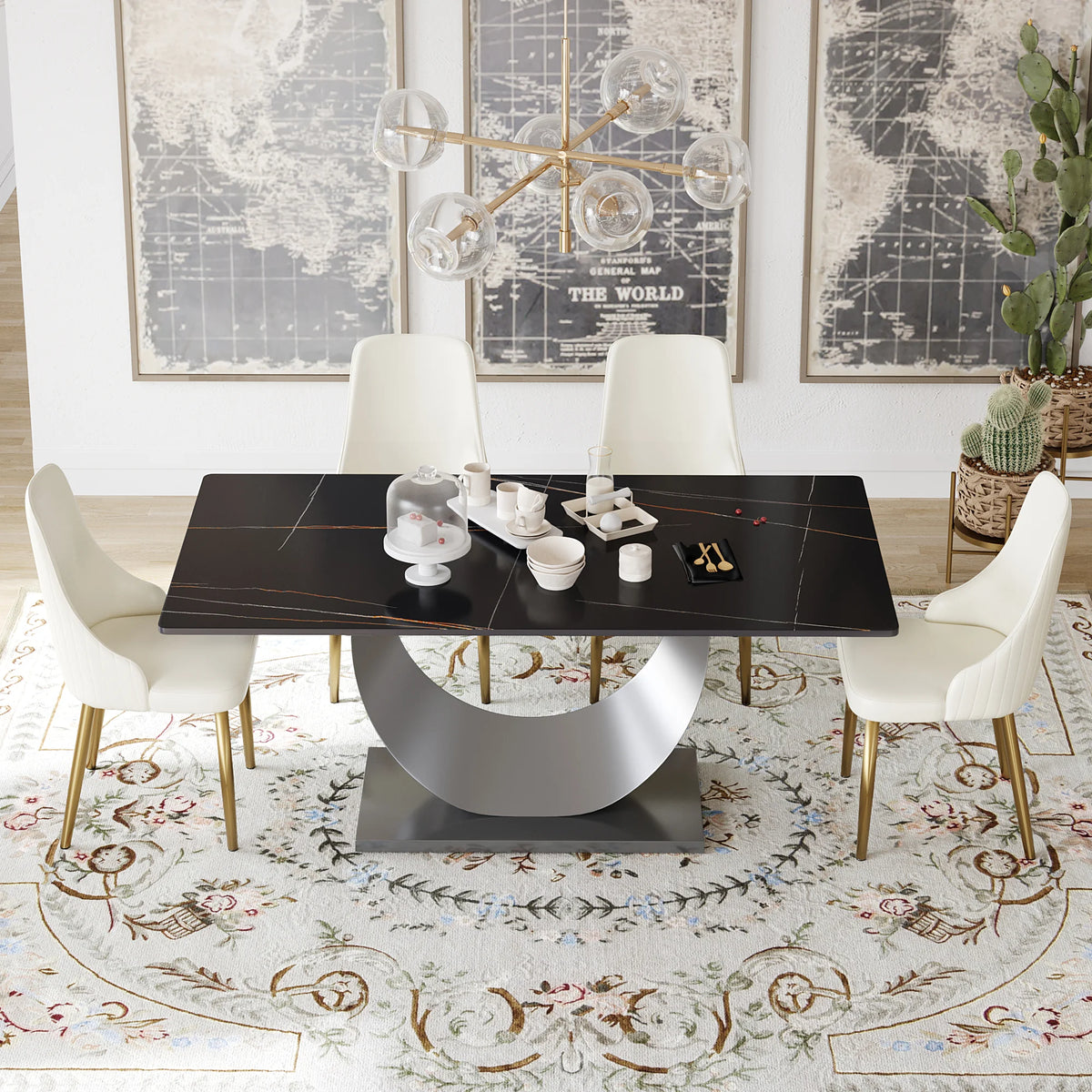Marbella Sintered Stone Dining Table | 71" Matte Black Rectangular With Straight Edge