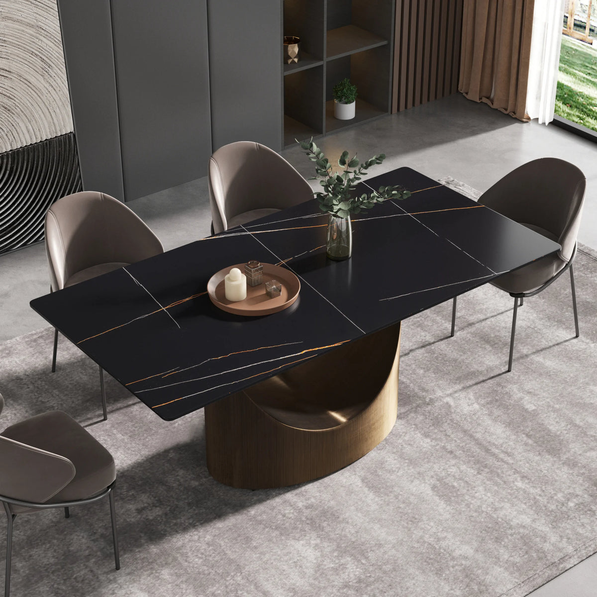 Marbella Sintered Stone Dining Table | 71" Matte Black Rectangular With Straight Edge