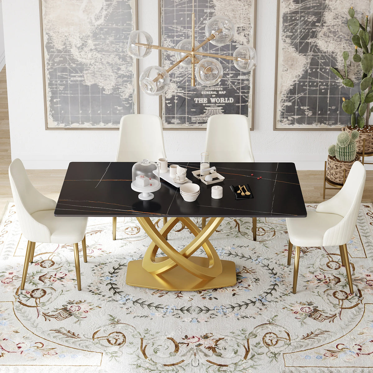 Marbella Sintered Stone Dining Table | 71" Matte Black Rectangular With Straight Edge