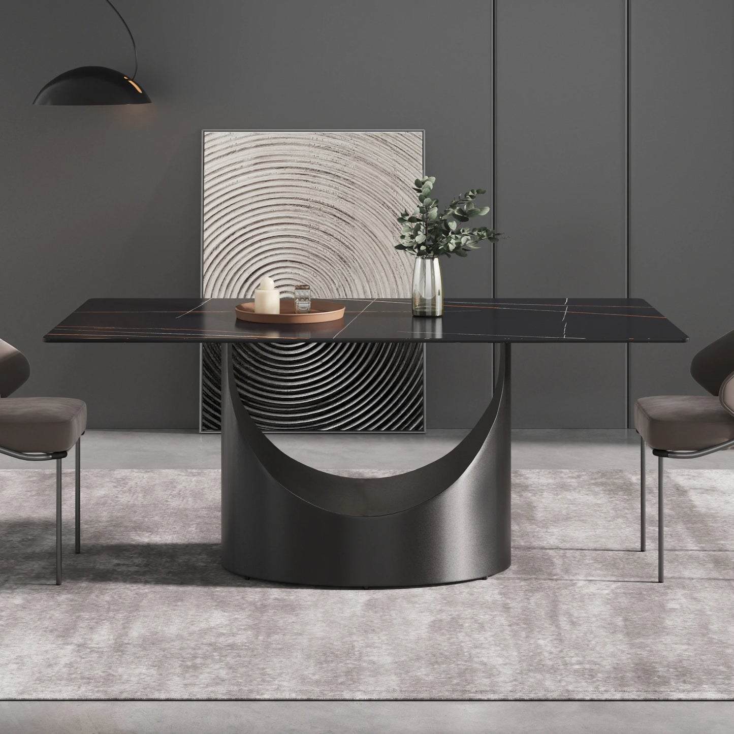 Marbella Sintered Stone Dining Table | 71" Matte Black Rectangular With Straight Edge