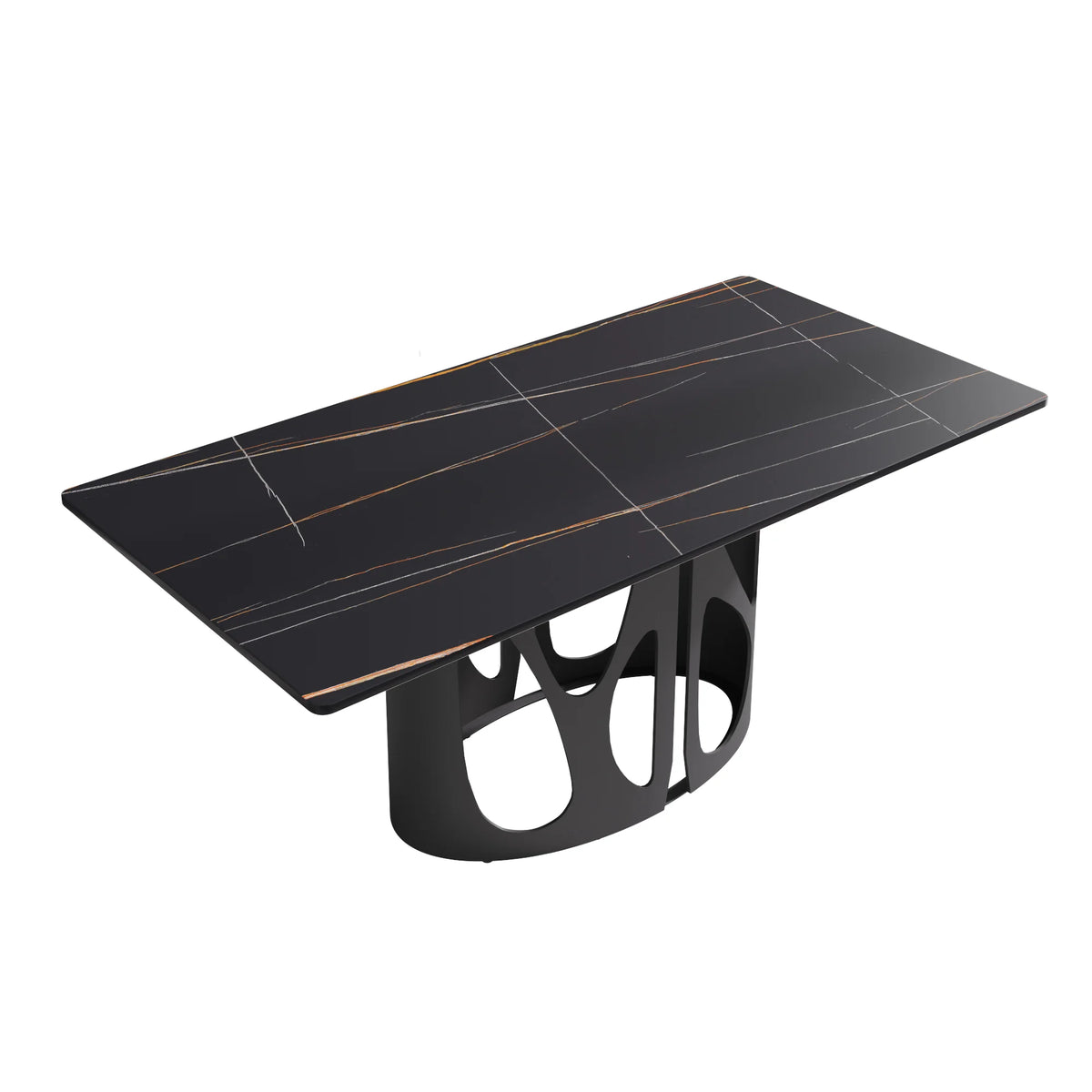 Marbella Sintered Stone Dining Table | 71" Matte Black Rectangular With Straight Edge