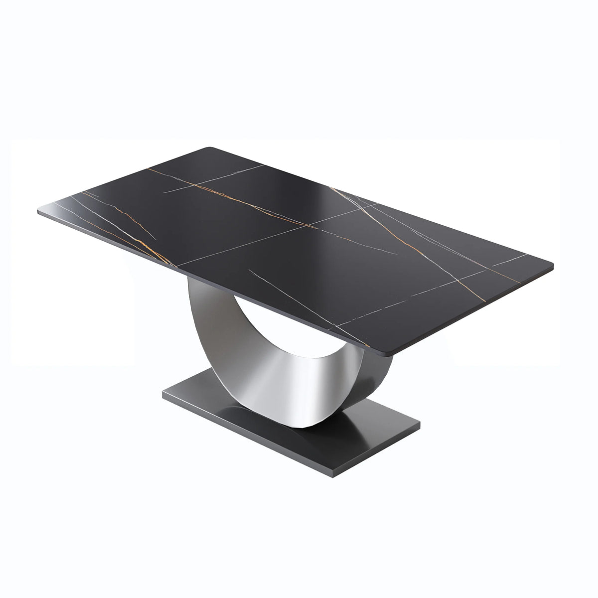 Marbella Sintered Stone Dining Table | 71" Matte Black Rectangular With Straight Edge