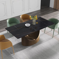 Marbella Sintered Stone Dining Table | 71" Matte Black Rectangular With Straight Edge