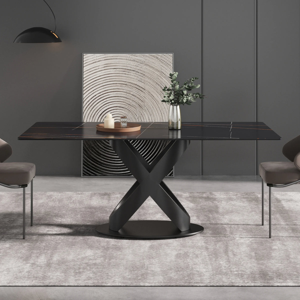 Marbella Sintered Stone Dining Table | 71" Matte Black Rectangular With Straight Edge