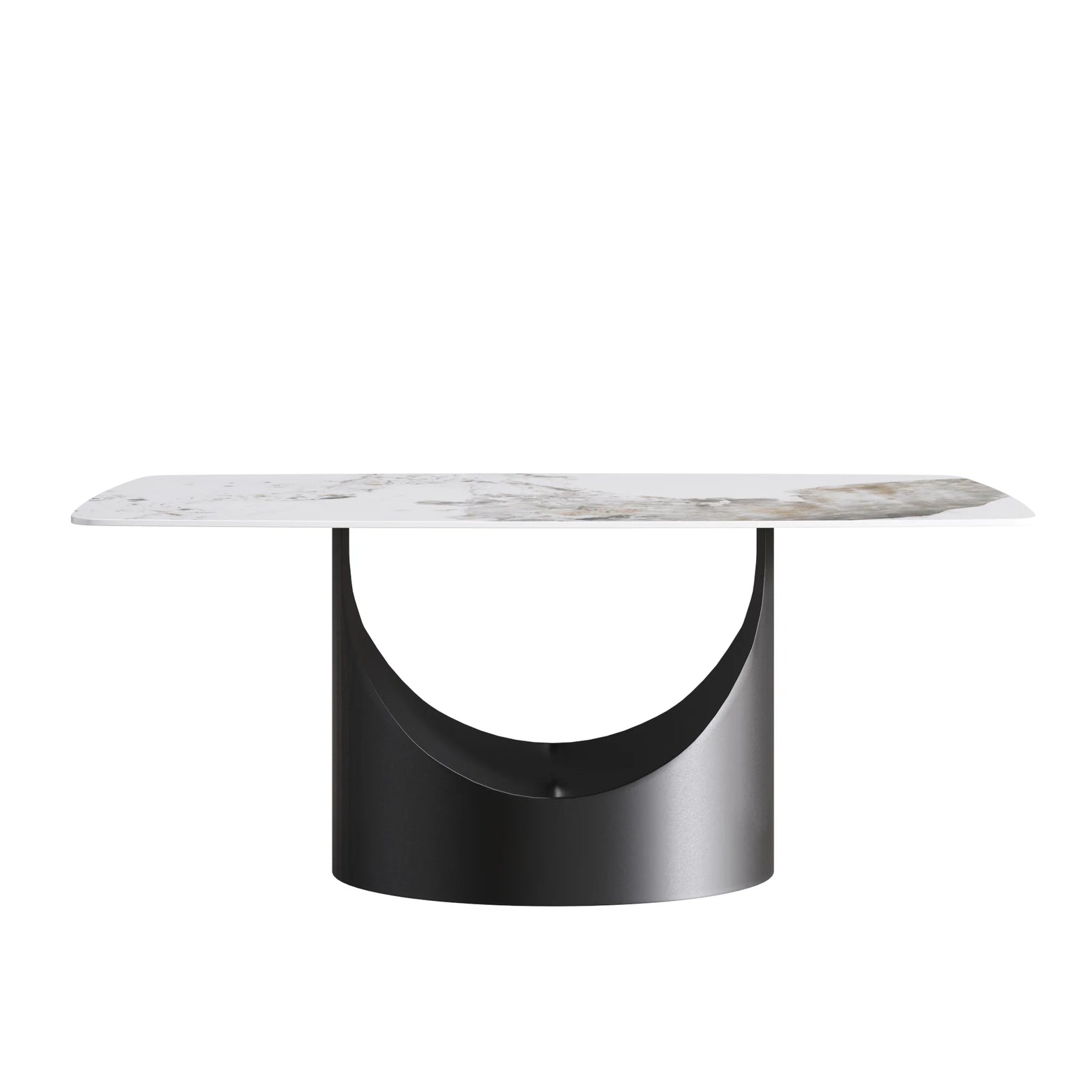 Mesa de comedor Marbella de piedra sinterizada | Pandora rectangular de 180 cm con borde curvo