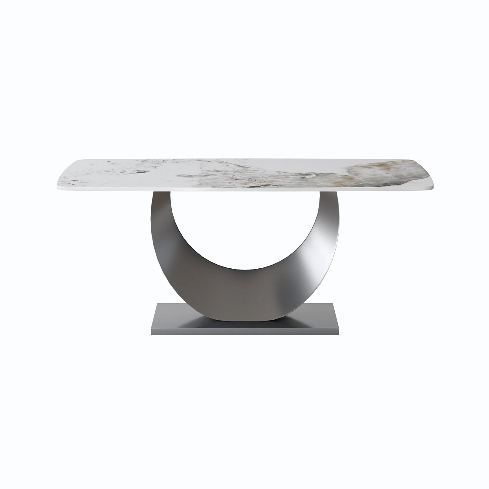 Mesa de comedor Marbella de piedra sinterizada | Pandora rectangular de 180 cm con borde curvo