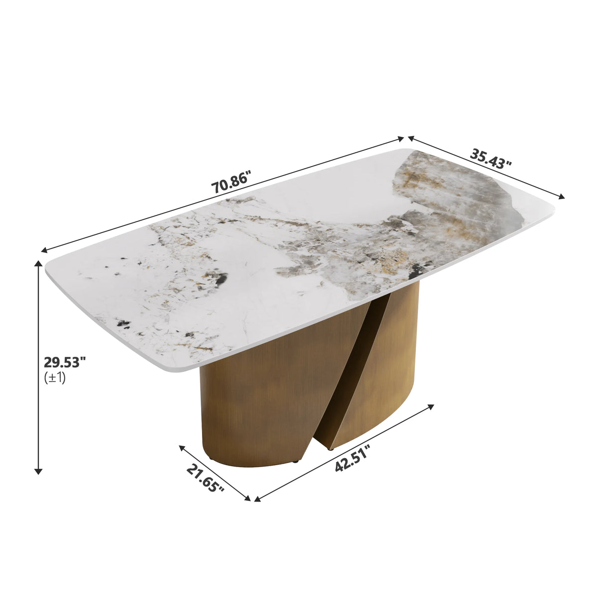Marbella Sintered Stone Dining Table | 71" Pandora Rectangular With Curved Edge