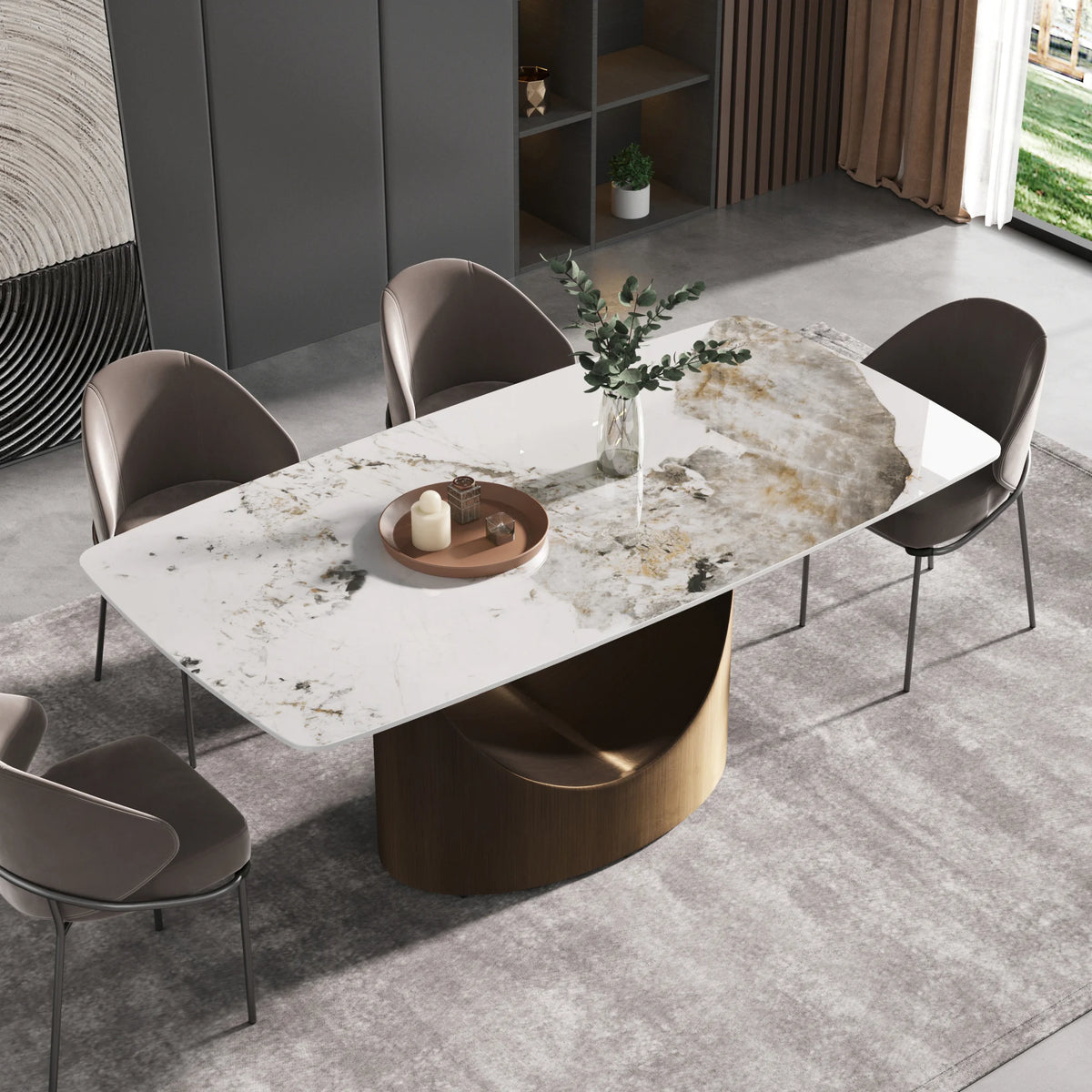 Marbella Sintered Stone Dining Table | 71" Pandora Rectangular With Curved Edge