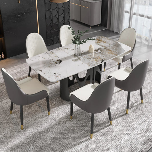 Marbella Sintered Stone Dining Table | 71" Pandora Rectangular With Curved Edge