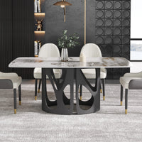Marbella Sintered Stone Dining Table | 71" Pandora Rectangular With Curved Edge