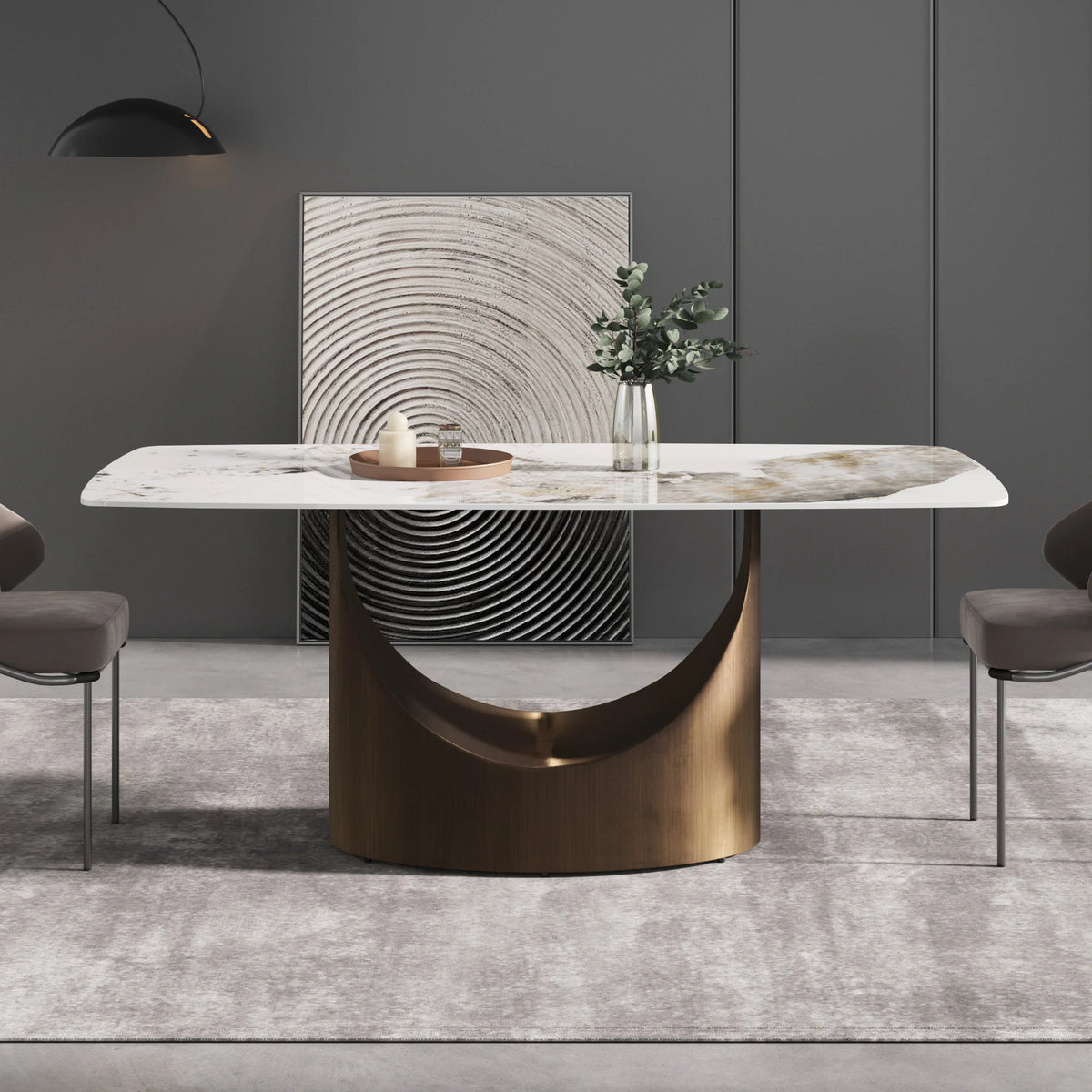 Marbella Sintered Stone Dining Table | 71" Pandora Rectangular With Curved Edge
