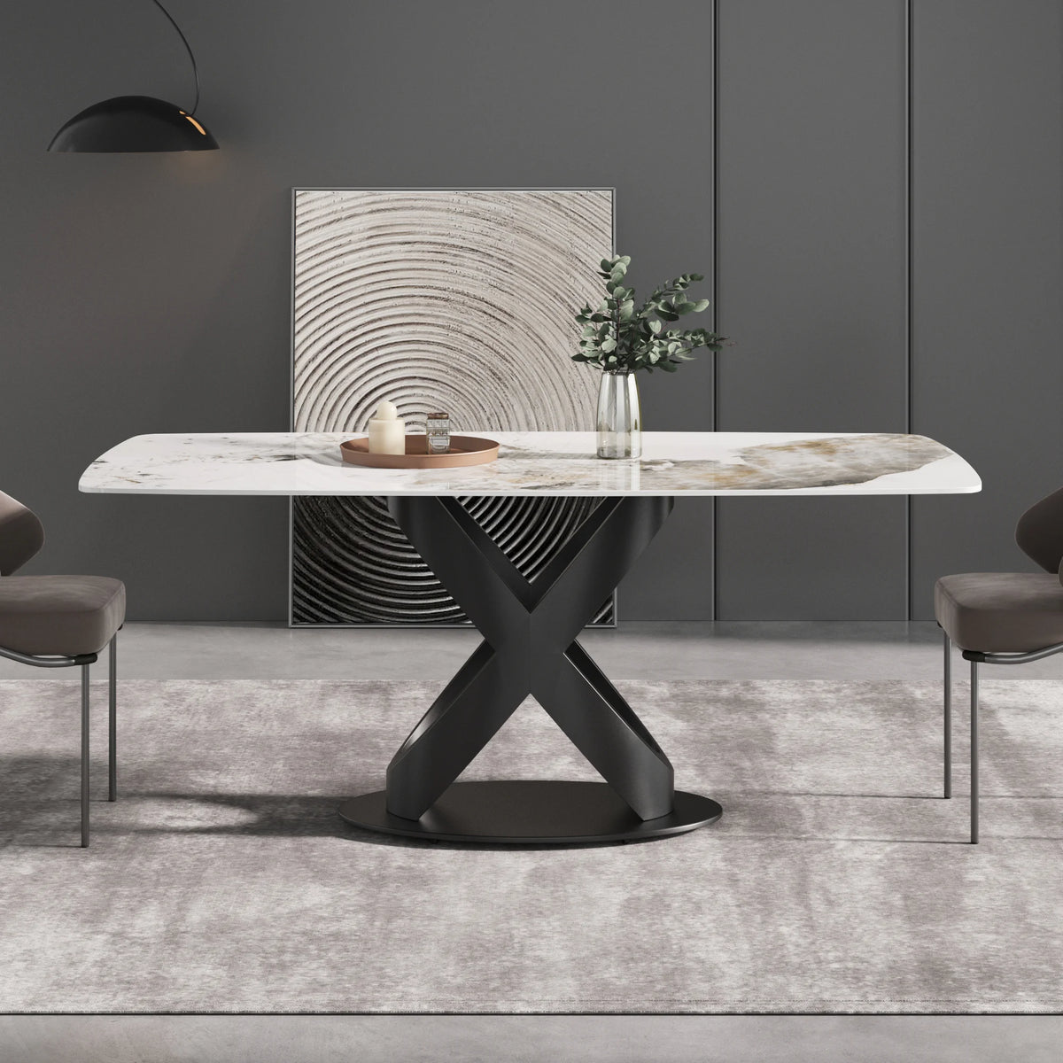 Marbella Sintered Stone Dining Table | 71" Pandora Rectangular With Curved Edge