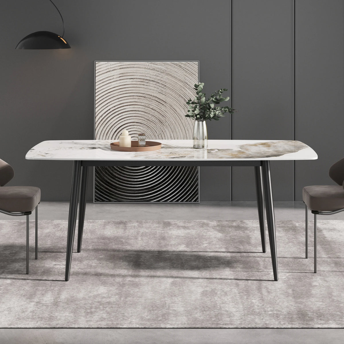 Marbella Sintered Stone Dining Table | 71" Pandora Rectangular With Curved Edge