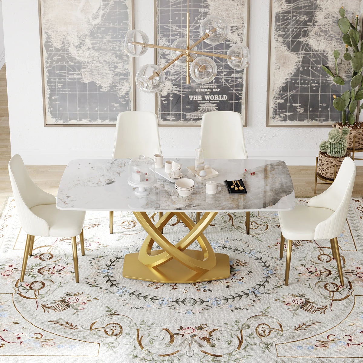 Marbella Sintered Stone Dining Table | 71" Pandora Rectangular With Curved Edge