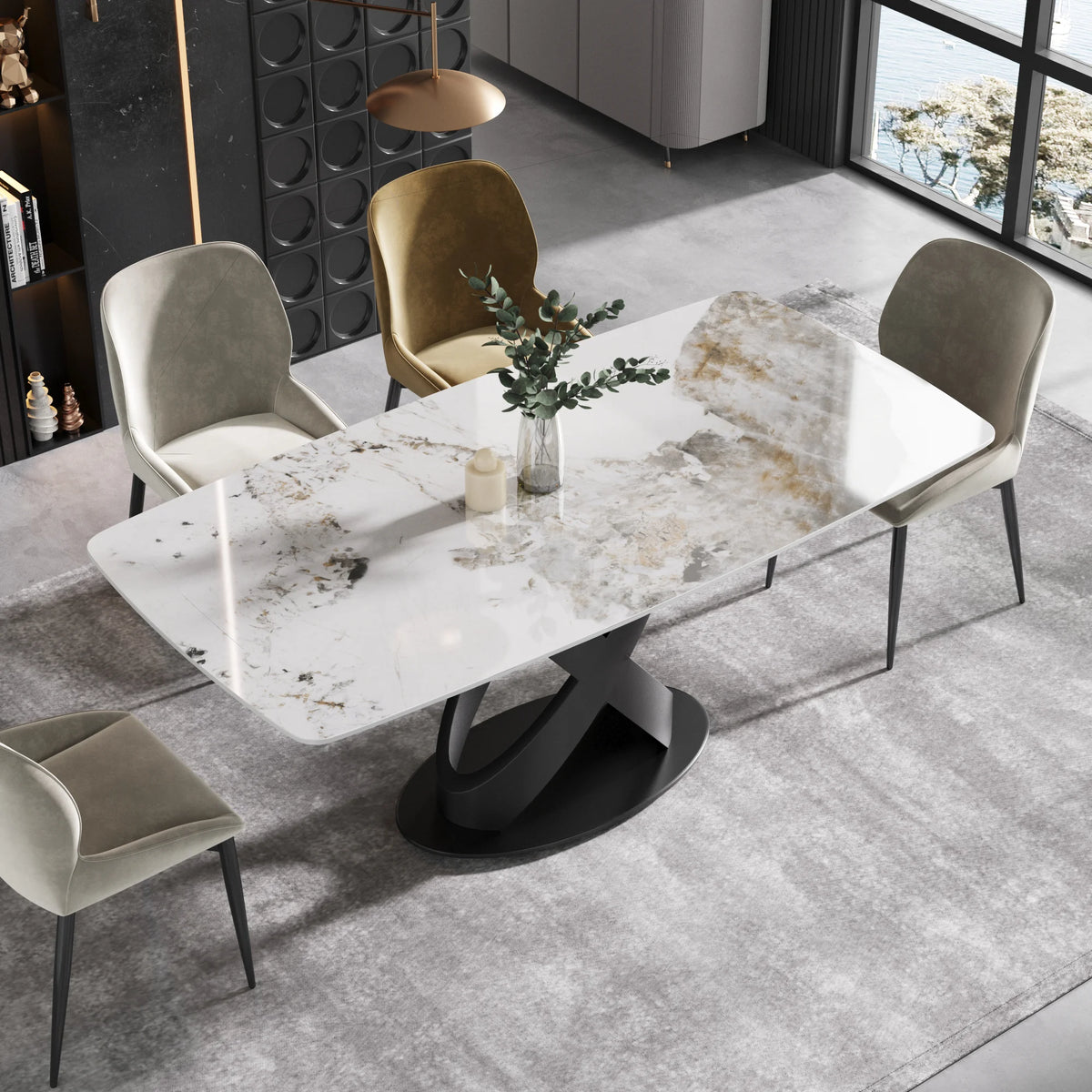 Marbella Sintered Stone Dining Table | 71" Pandora Rectangular With Curved Edge